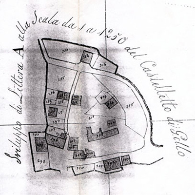 Historical map detail showing the Gello hamlet
