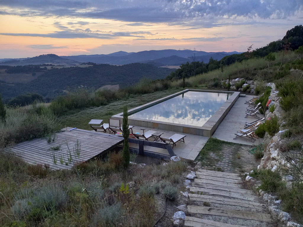 Gello pool at golden hour, August evening
