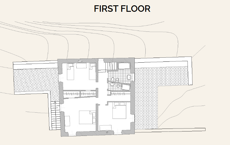 Floor plan of Casa delle Acque — upper sleeping floor