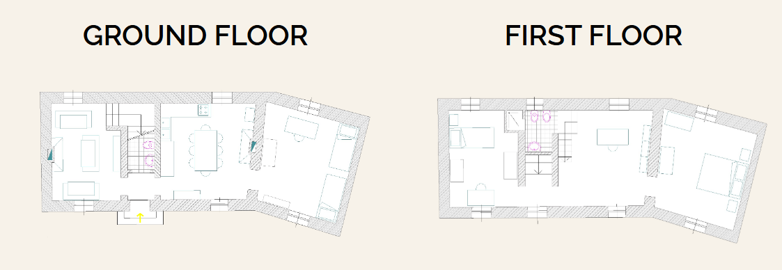 Floor plan of La Casa dell'Arco — three levels