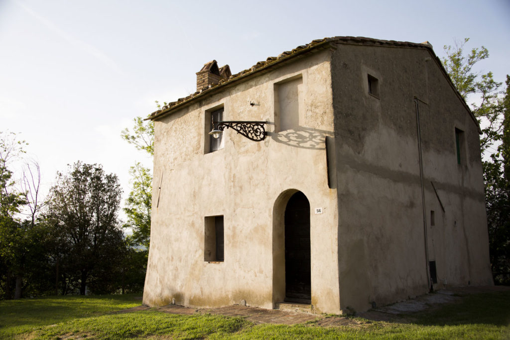 View of the Gello hamlet with stone houses on the hilltop